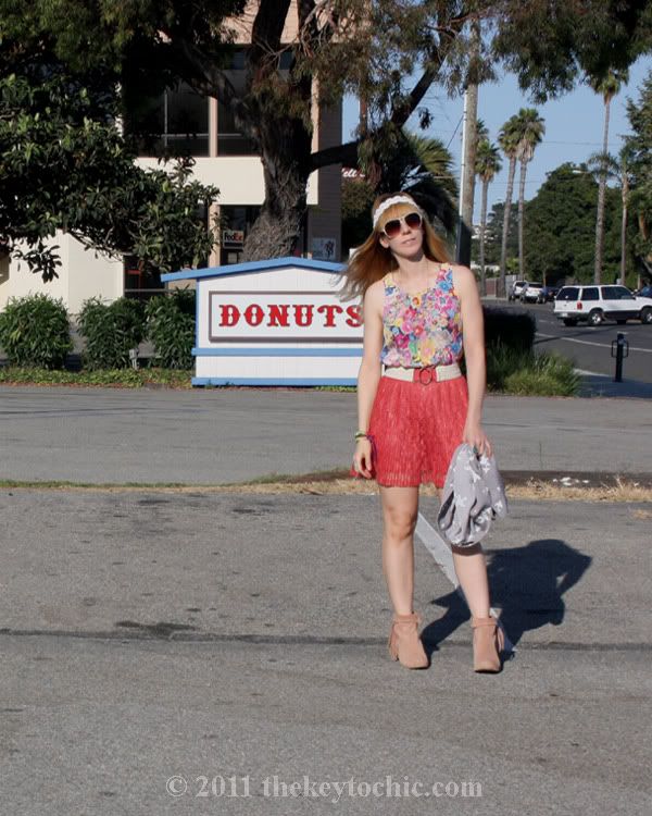 Sam Edelman Louie boots, Forever 21 lace skirt, floral top, and bird print cardigan, California fashion blog