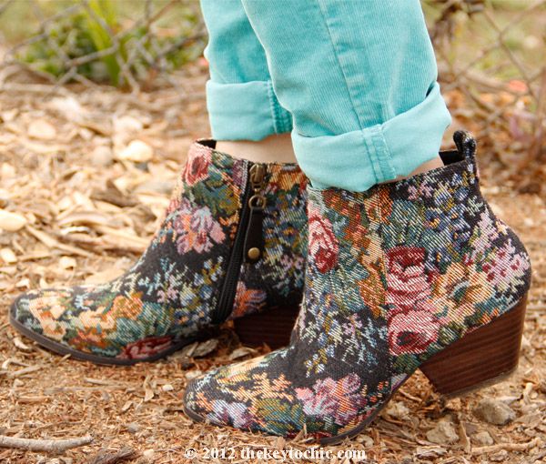 Topshop adios floral boots, tapestry print boots