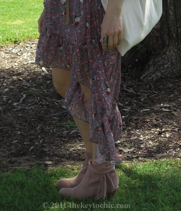 fishtail floral sundress, Sam Edelman Louie ankle boots