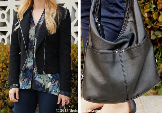 Mossimo high low floral blouse, Lucky Brand Charlie super skinny jeans, LA fashion blogger, Merona hobo bag