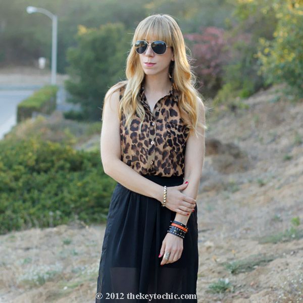 leopard print sleeveless blouse, sheer maxi skirt, Los Angeles fashion blog, southern California fashion blogger