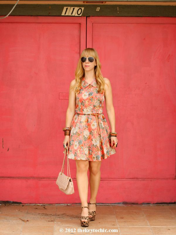 Sugarlips spin and collar floral dress, Mossimo Silverleaf leopard wedges, Los Angeles fashion blog, southern California style