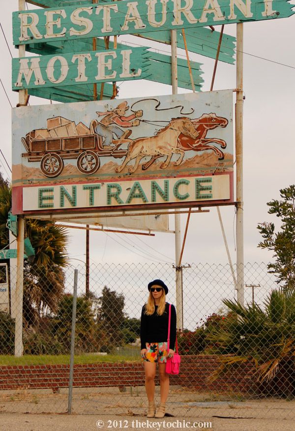 bowler hat, tropical print shorts, studded ankle boots, southern California fashion blogger