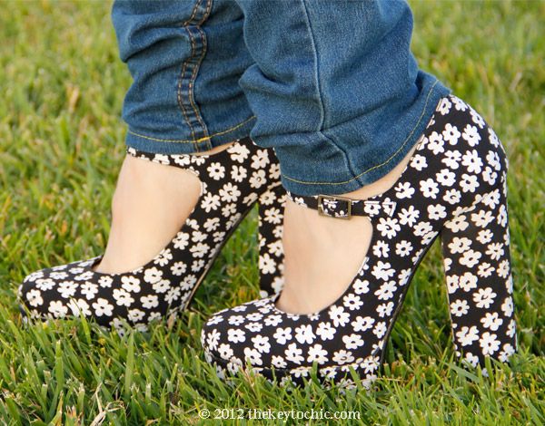 Forever 21 floral Mary Jane platform heels, floral Mary Janes