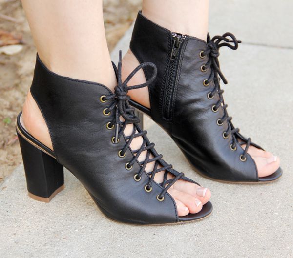 Aldo Trorecia lace up peep toe booties