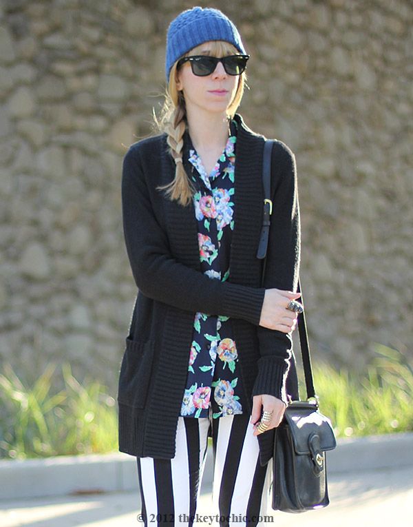 Motel striped Jordan jeans, vintage Escada blouse, vintage Coach bag, southern California street style, Los Angeles fashion blog