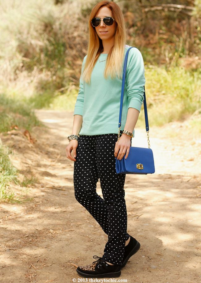 polka dot JCP jeans, T.U.K. Viva leopard creepers, Merona handbag, Los Angeles fashion blog