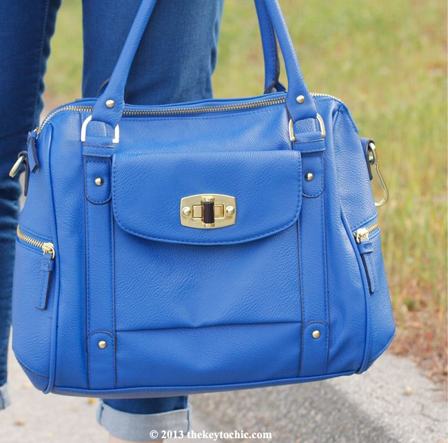 Merona blue turnlock satchel bag