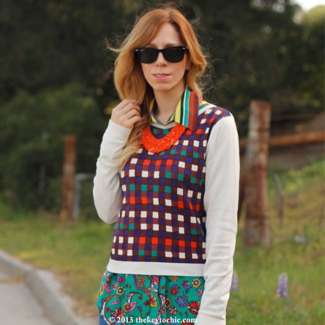 Duro Olowu for JCPenney blouse and plaid sweater, Los Angeles fashion blog