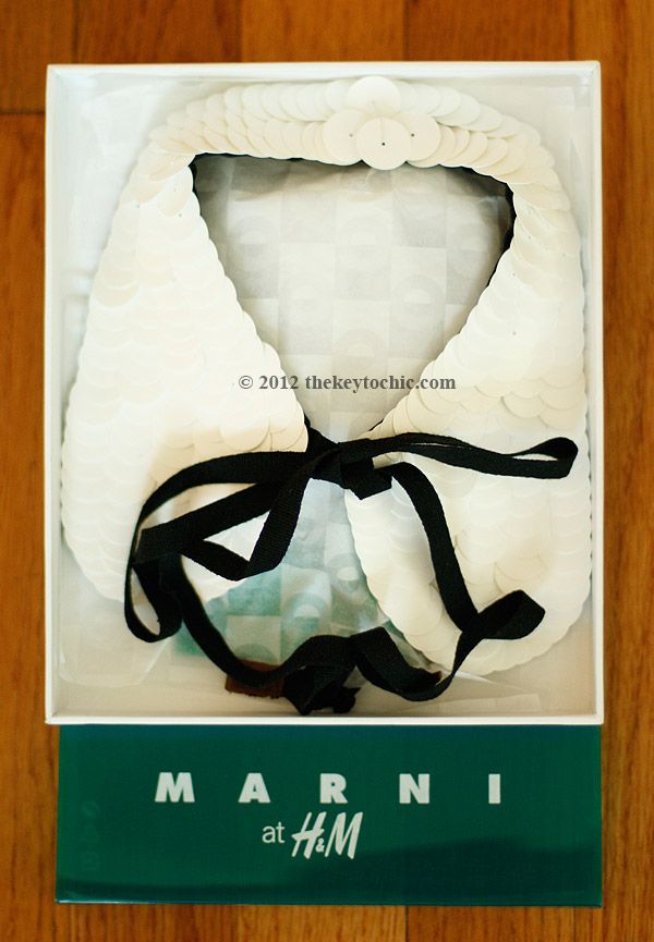 Marni at H&M white sequin paillette collar necklace