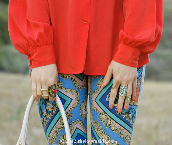 Topshop Baroque scarf print jeans