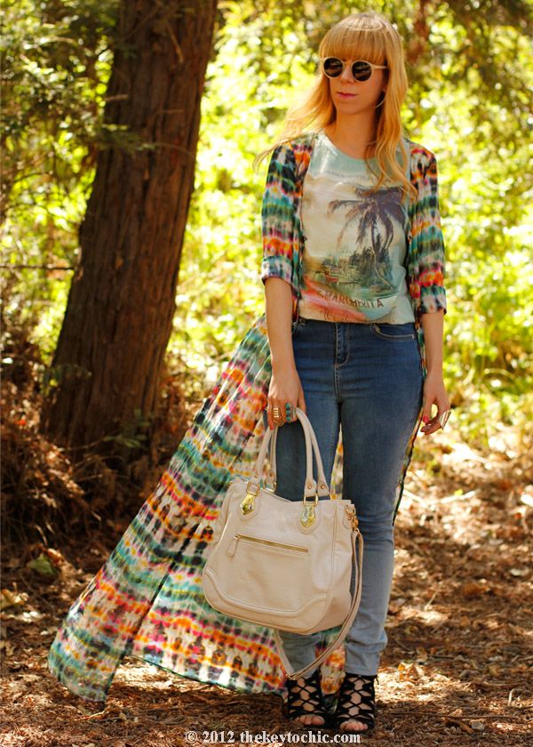Zara tie dye dress, Topshop ombre jeans, Aldo Maune wedges, Aldo Ollom bag, Los Angeles fashion blogger, southern California style