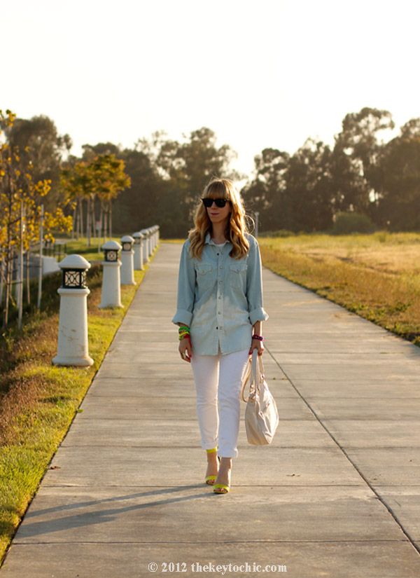 DIY bleach dip shirt, H&M neon heels, Aldo Ollom handbag, Los Angeles fashion, southern California style