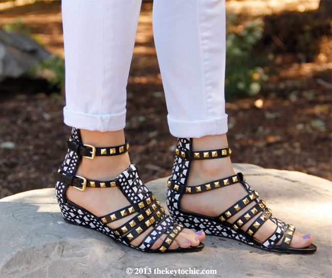 Zara studded tribal wedge sandals