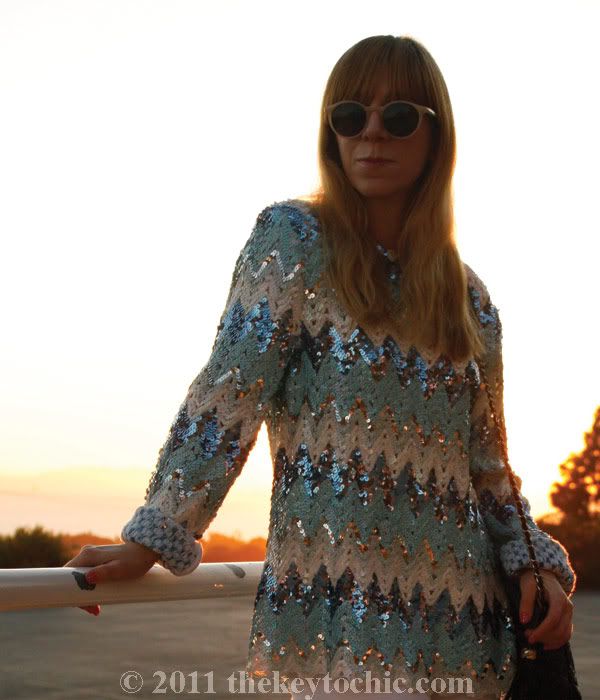 vintage sequin zig zag top