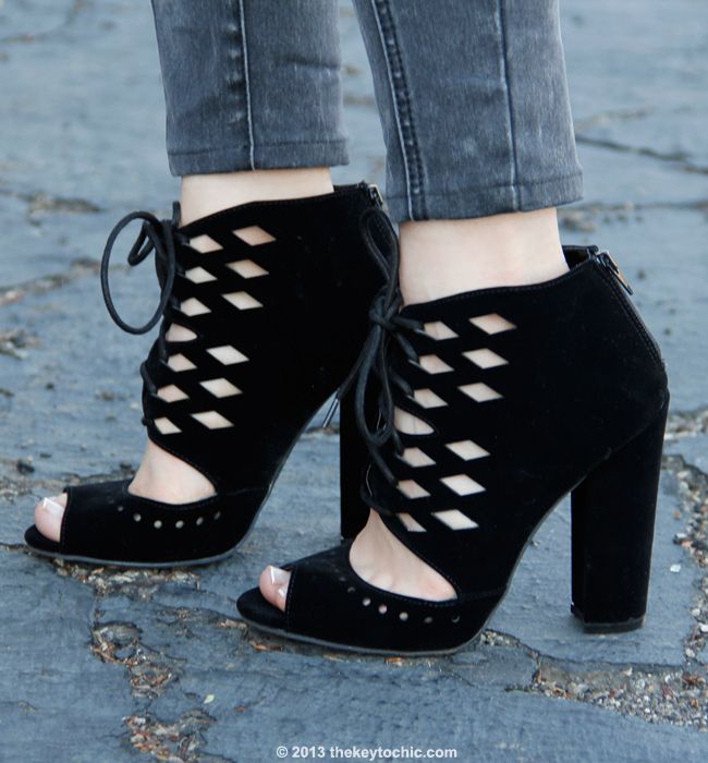 Qupid Immortal 23 cutout lace-up heels, AMI Clubwear Qupid Immortal 23 black cutout heels