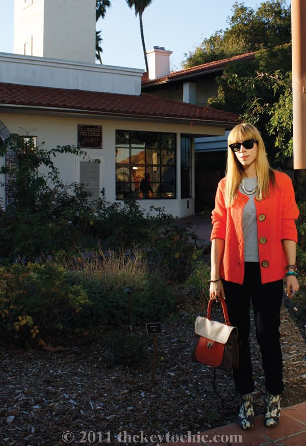 Color Me Cotton cardigan, H&M Conscious floral booties, southern California fashion blog