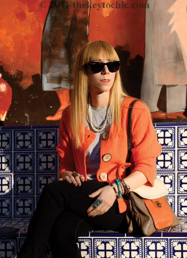 Color Me Cotton cardigan, H&M Conscious floral booties, southern California fashion blog