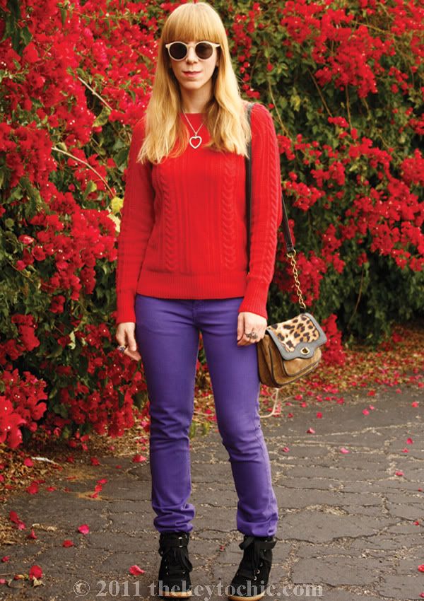 Zara cable knit sweater, American Apparel Slim Slack, Aldo Netz, southern California fashion blog