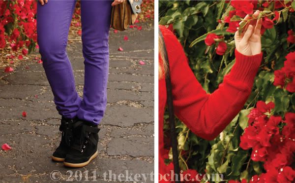 Aldo Netz wedge sneakers, American Apparel purple Slim Slack, Aldo Netz, southern California fashion blog