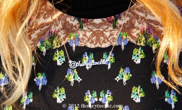 Topshop peplum top, turtleneck sweater, BaubleBar Twitter nameplate necklace, custom name necklace, Los Angeles fashion blog