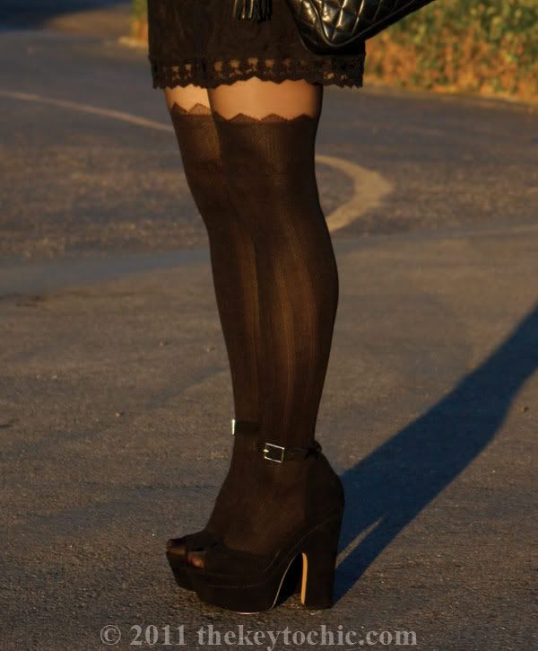 suspender tights, garter tights, lace dress, Steve Madden Grettta heels, Los Angeles fashion blogger