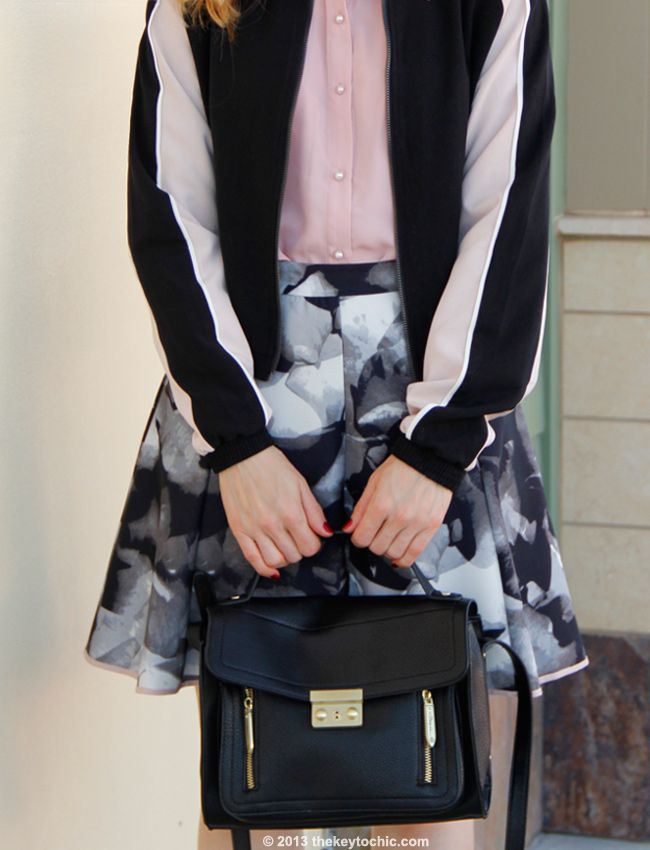 Target black, blush, and white fashion trend, Phillip Lim for Target black top handle satchel