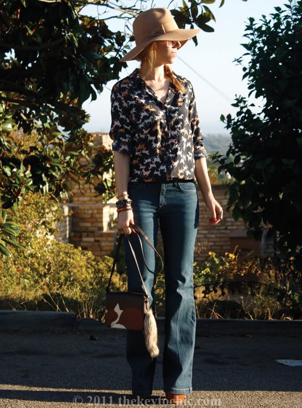 H&M horse print shirt, H&M fox handbag, California fashion blog