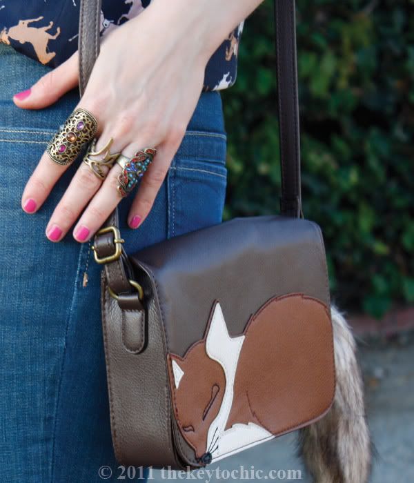 H&M horse print shirt, H&M fox handbag, California fashion blog