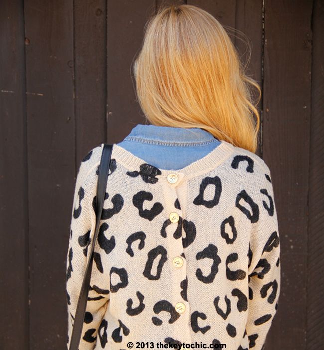 Charlotte Russe button-back leopard print tunic sweater