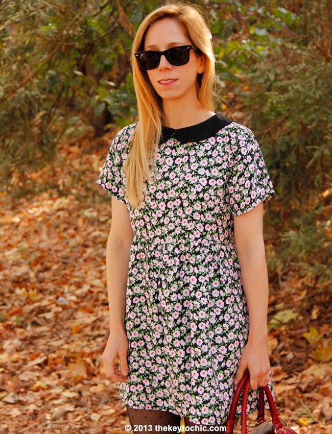 Motel Betty collared dress in floral love with Peter Pan collar