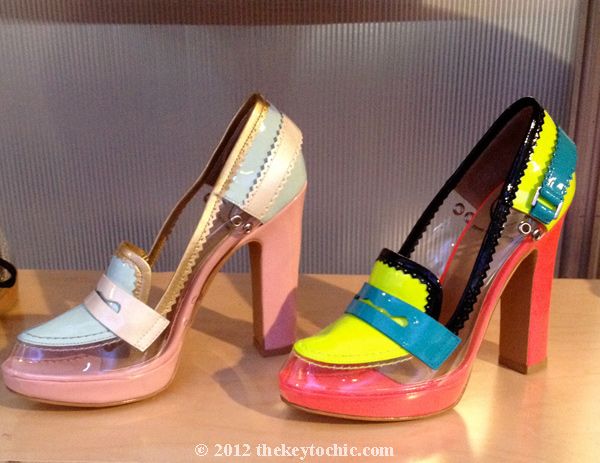 Penny Loves Kenny colorblock loafers, neon heels