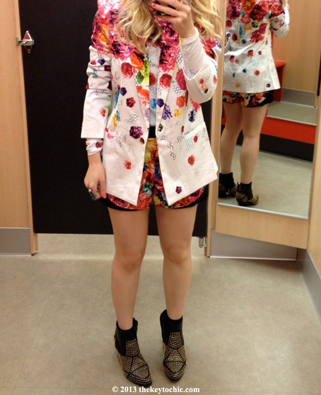 Prabal Gurung for Target floral crush shorts suit, Prabal Gurung for Target fitting room review