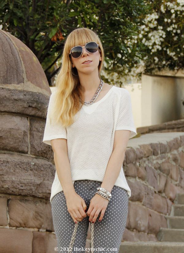 Rag & Bone knit, Target Xhilaration polka dot jeans, Luichiny Van Buren heels, Los Angeles fashion blog