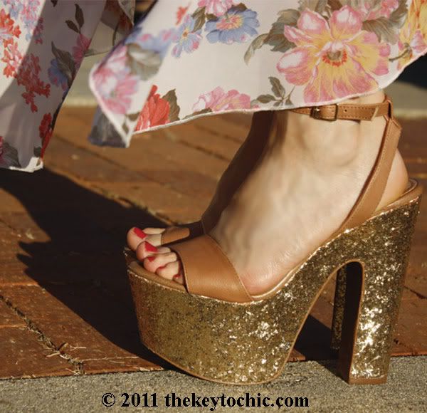Love asymmetrical floral dress, vintage soutache jacket, Steve Madden Shazzam gold heels, Los Angeles fashion blog