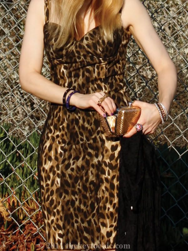Kardashian Kollection leopard bustier dress, lace fringe kimono, Steve Madden Gretta heels, Los Angeles fashion blog