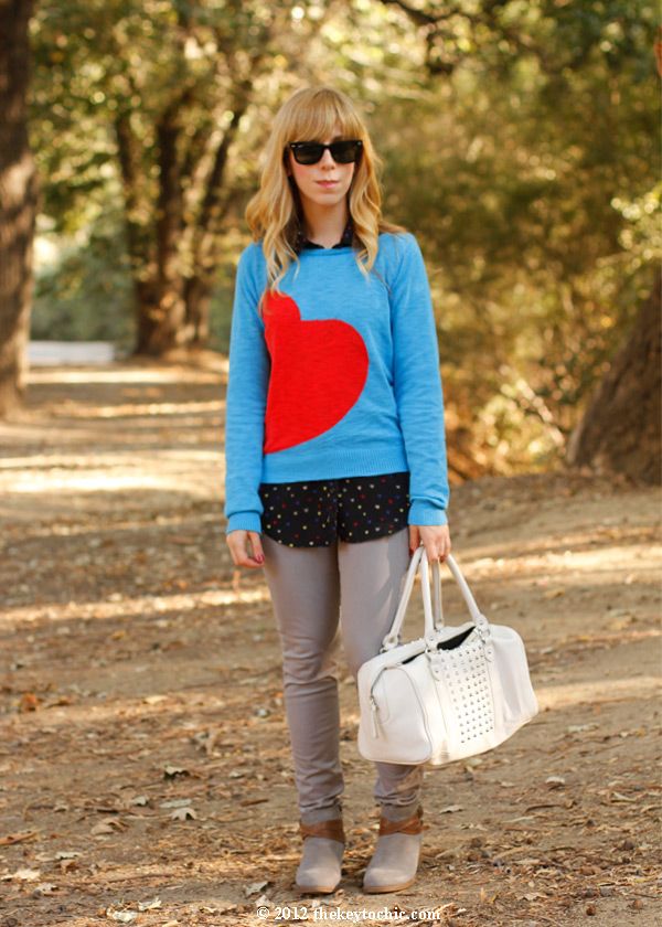 Target Mossimo heart print sweater, Rag & Bone jeans, Sonoma ankle strap boots, Los Angeles fashion blog