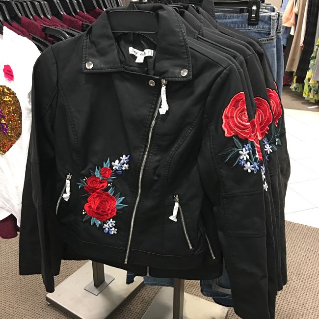 Embroidered Rose Moto Jacket