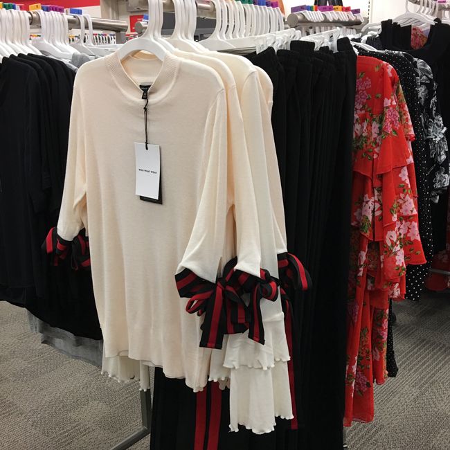 who what wear ribbon sleeve sweater
