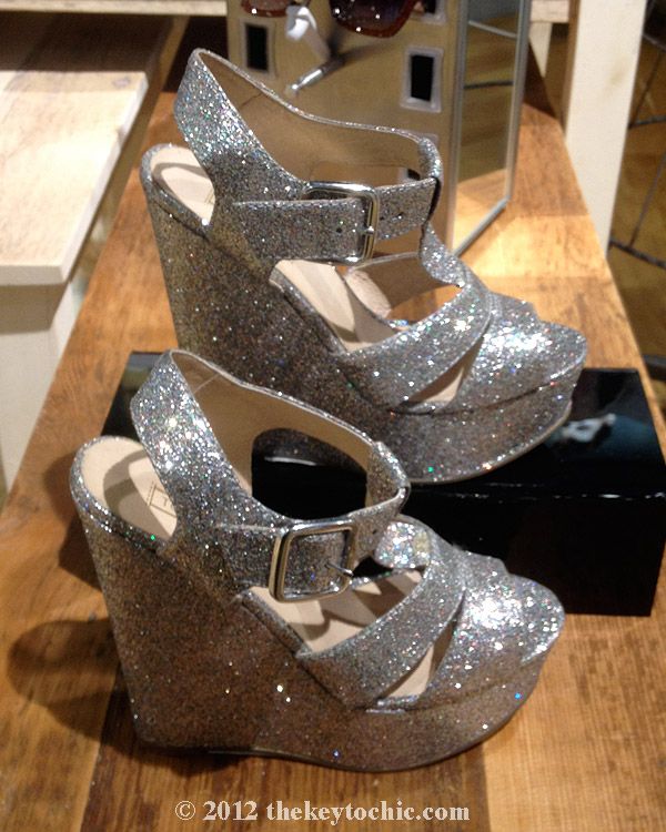 Topshop silver glitter wedges