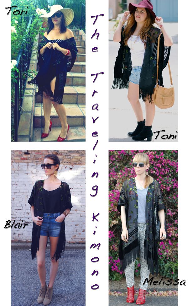 the traveling kimono blogger project, staring at stars velvet burnout kimono, floral fringe kimono