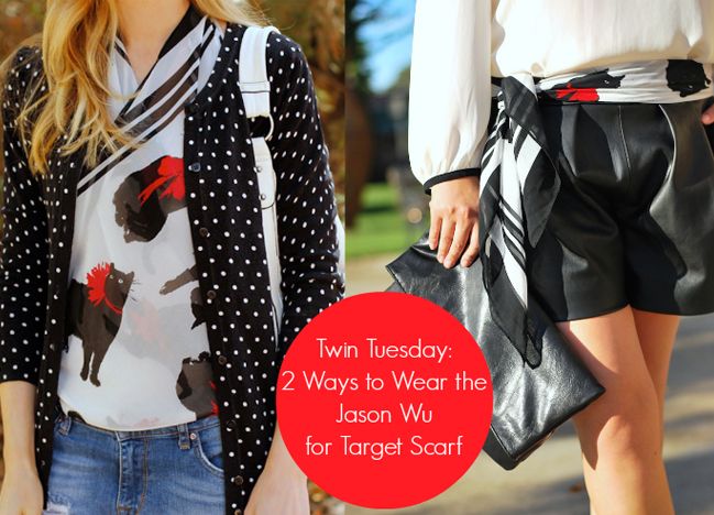 Twin Tuesday blog feature, Jason Wu for Target cat print scarf