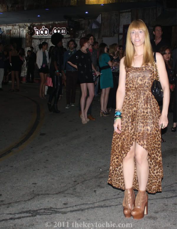 leopard print high low dress, L.A. street style