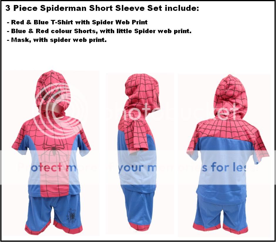   Batman Spiderman Super Hero Character Party Costume Summer Set  