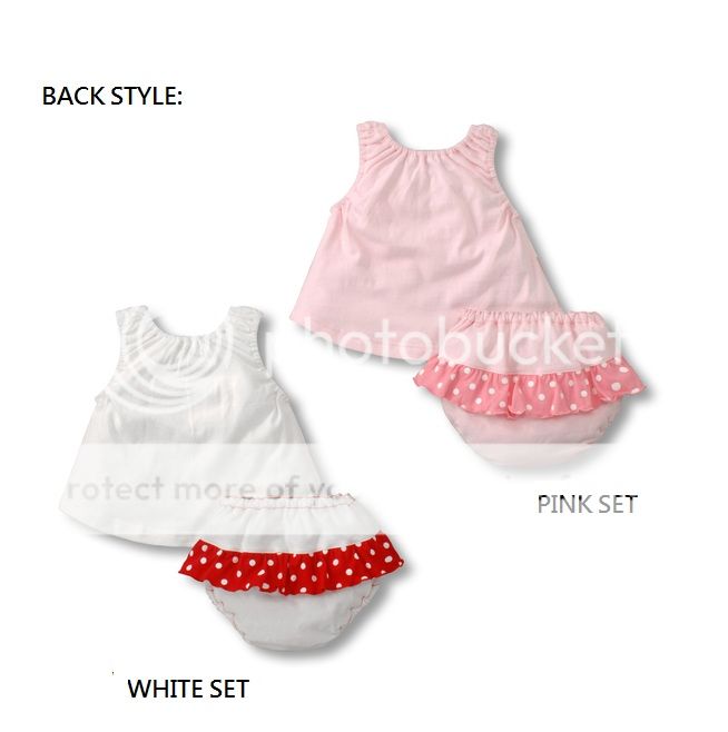 2 Pcs Baby Girls Summer Dress Set Clothes Vest Top Bloomers Pink Dot 6 30M