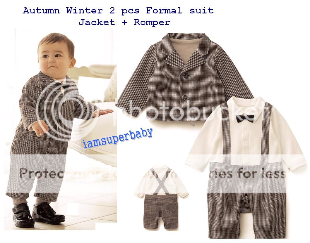 21M) BABY BOY SMART WEDDING CHRISTENING TUXEDO BODYSUIT/ CLOTHES 