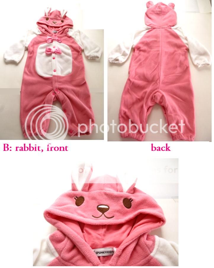 BABY BOY GIRL FLEECE RABBIT BEAR COSTUME ROMPER 6 27M  