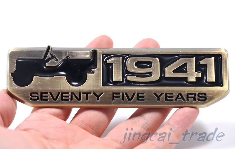 Brass 75 Years Anniversary 1941 Metal Emblem Badge Sticker For Cherokee Willys