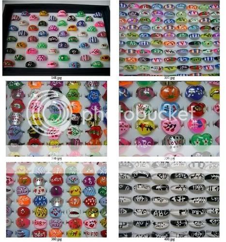   Lots 600PCS Lucite Resin Colorful Pretty Children Colorful Party Rings
