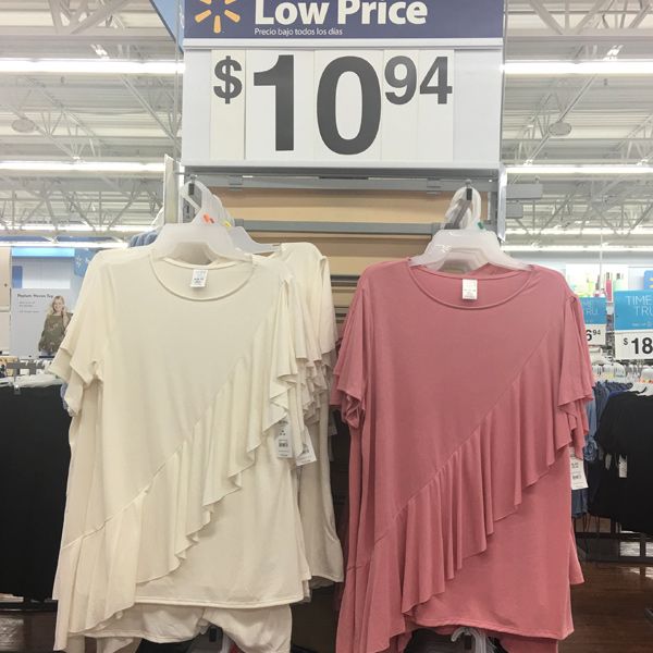 Time and Tru Walmart ruffle t-shirts